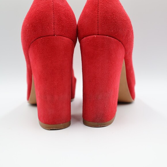 VINCE CAMUTO Red Suede Block Chunky Heels Shoes Size 8M - Picture 5 of 8